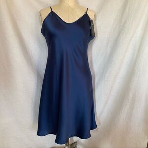 NWT navy silk bias cut chemise slip.